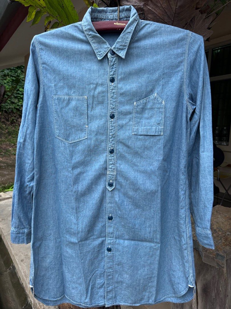 40s USN CHAMBRAY SHIRT REPRODUCTION, Men's Fashion, Tops & Sets 