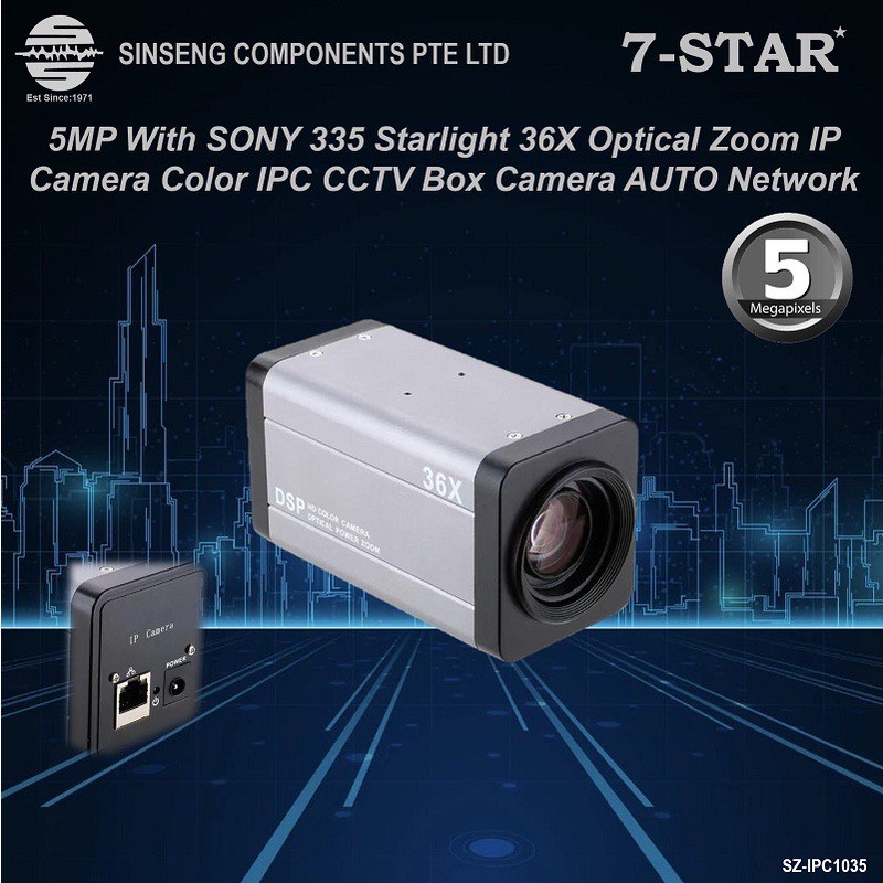 5MP IP PoE SONY IMX415 Starlight 36X Varifocal Optical Zoom Box CCTV