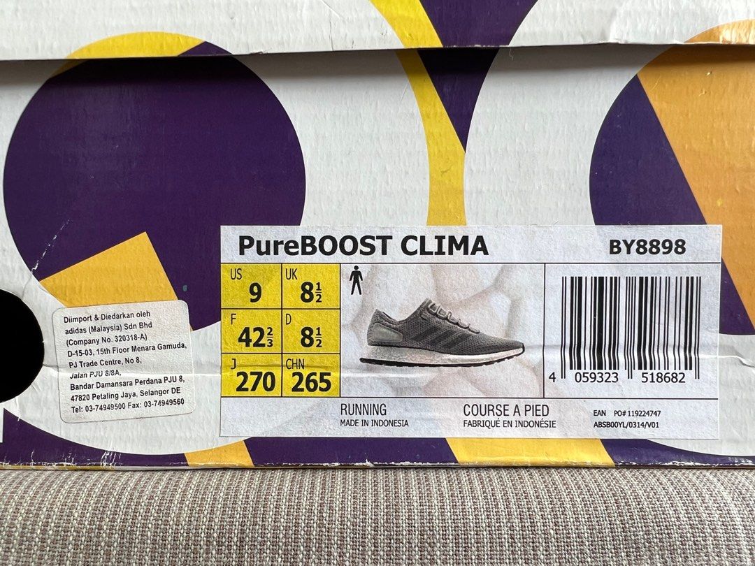 ADIDAS Pure Boost CLIMA Gray UK8.5 US9 Men s Fashion Footwear Casual shoes on Carousell