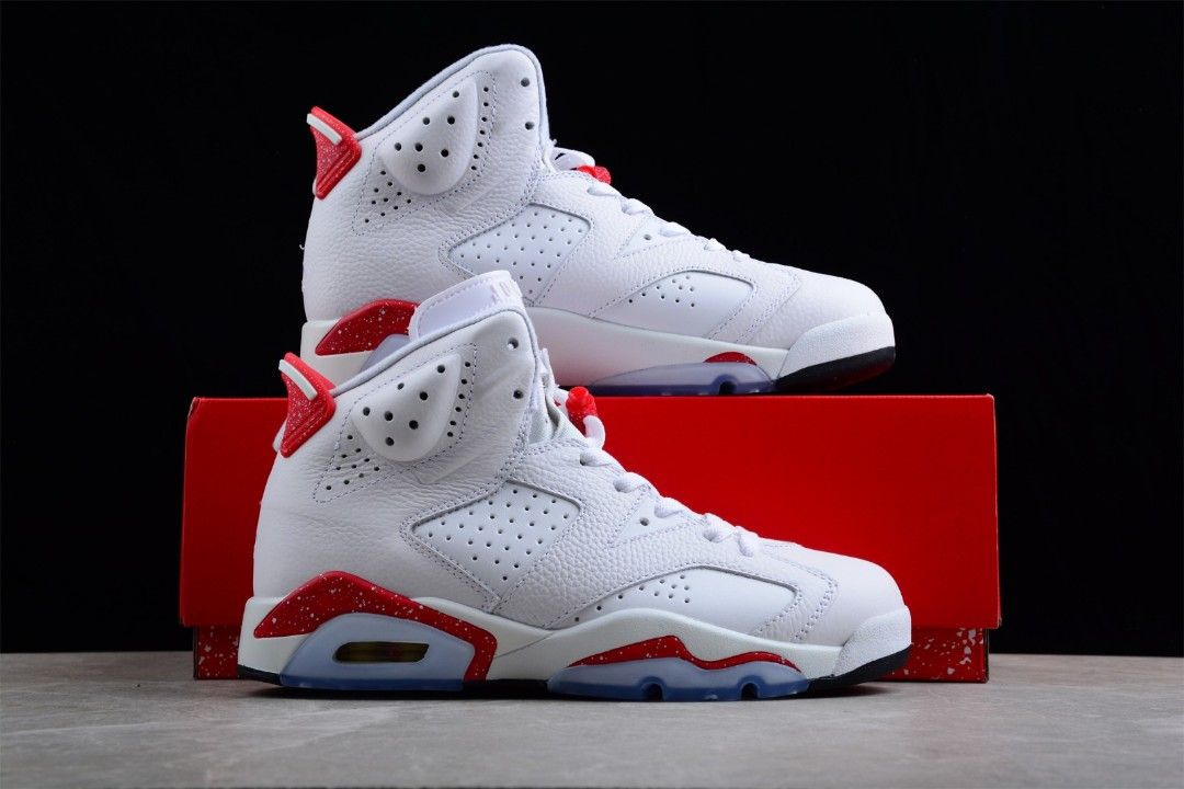 Nike air jordan 6 white and red store