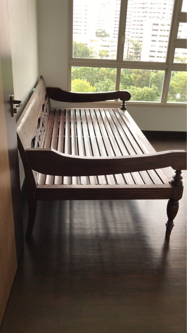 Antique solid wood day bed., Furniture & Home Living, Furniture, Bed Frames & Mattresses on