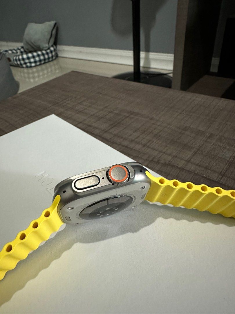 Apple Watch Ultra Titanium Case (Yellow Ocean Band), Mobile Phones & Gadgets, Wearables & Smart