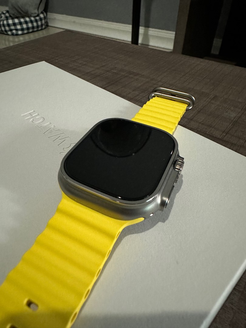 Apple Watch Ultra Titanium Case (Yellow Ocean Band), Mobile Phones & Gadgets, Wearables & Smart