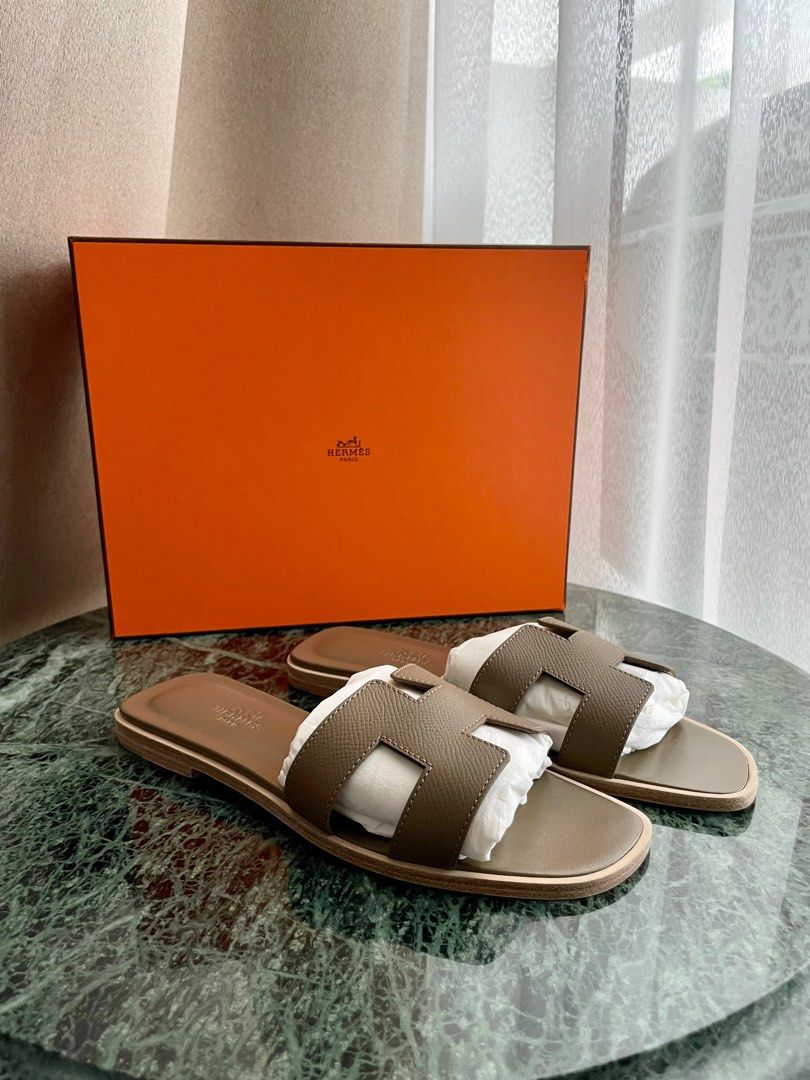 Hermes slippers top bruin