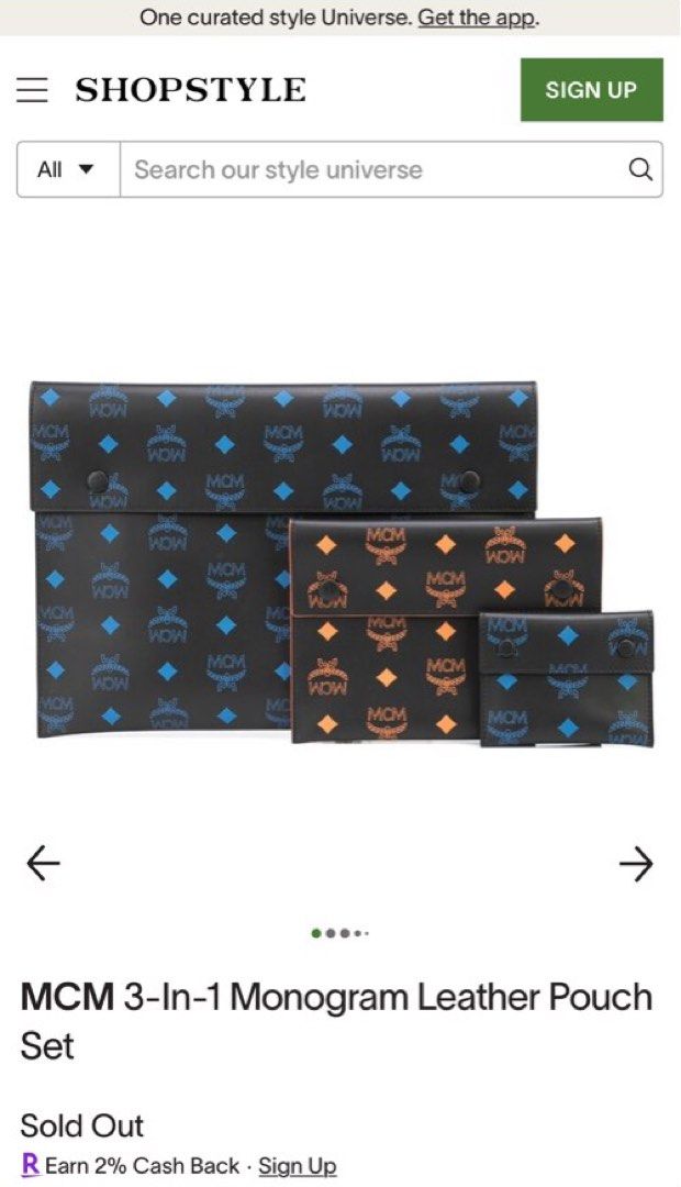 (PRICE REDUCTION) Authentic MCM Trio Pouch (Category: Luxury Bags & Wallets) located in Cebu City. Submitted by tala10 (Listing ID 1194954074, Image 1). Description: Further price reduction: 25k for the set SUPER SALE: 27.5k FURTHER REDUCTION: 30k SALE: 32k from 33.5k REPRICED from 35k to 33.5k This is a 3-piece set of pouches from MCM, similar to LV’s kirigami set. The large and small come in blue monogram while the medium is in orange monogram,