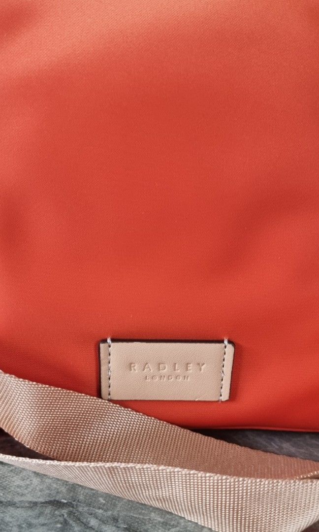 Authentic New Radley London Orange Nylon Crossbody bag, Women's Fashion