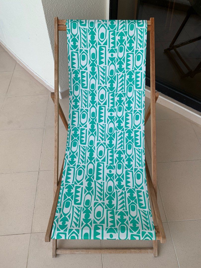 Beach balcony outdoor reclining chair wooden frame, Furniture & Home