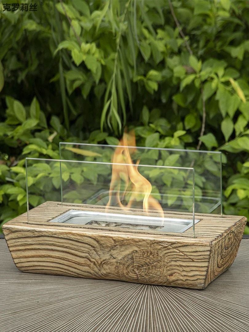 Bio Ethanol Ventless Portable Tabletop Fireplace With Flame Guard, 傢俬