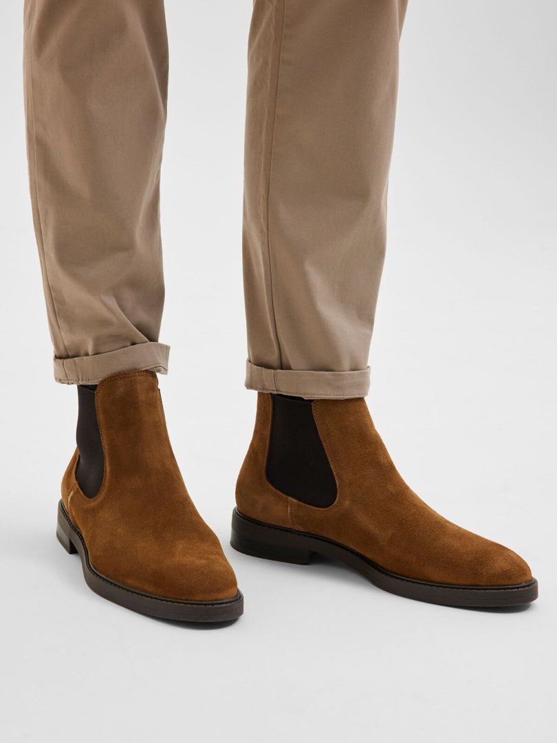 Selected homme leather top chelsea boots