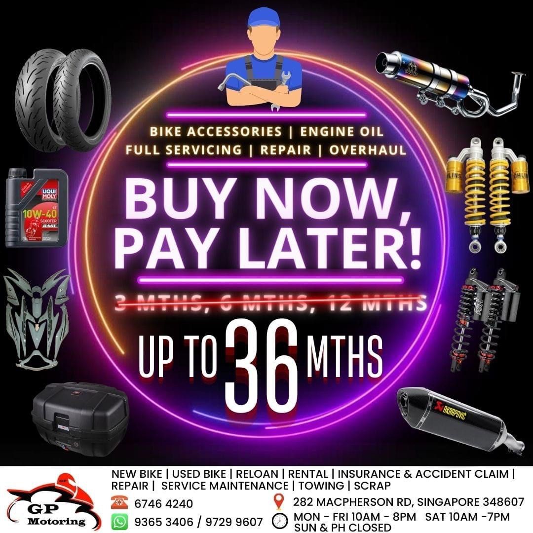 Buy Now Pay Later Up to 36 months Full Servicing ohlins Suspension YSS Suspension Motor Tyre Repair Overhaul Camera top box Motorcycles Motorcycle Accessories on Carousell