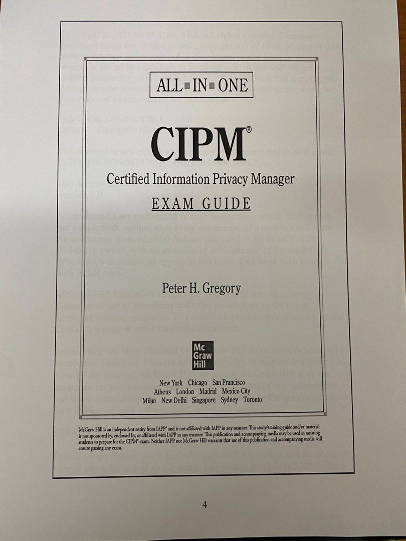 cipm certified information privacy manager all in one exam guide