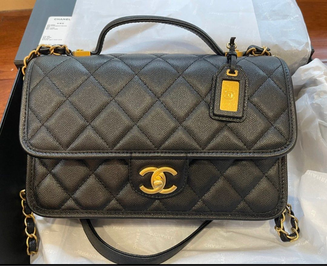 Chanel Black Caviar 22K Top Handle Flap, myGemma