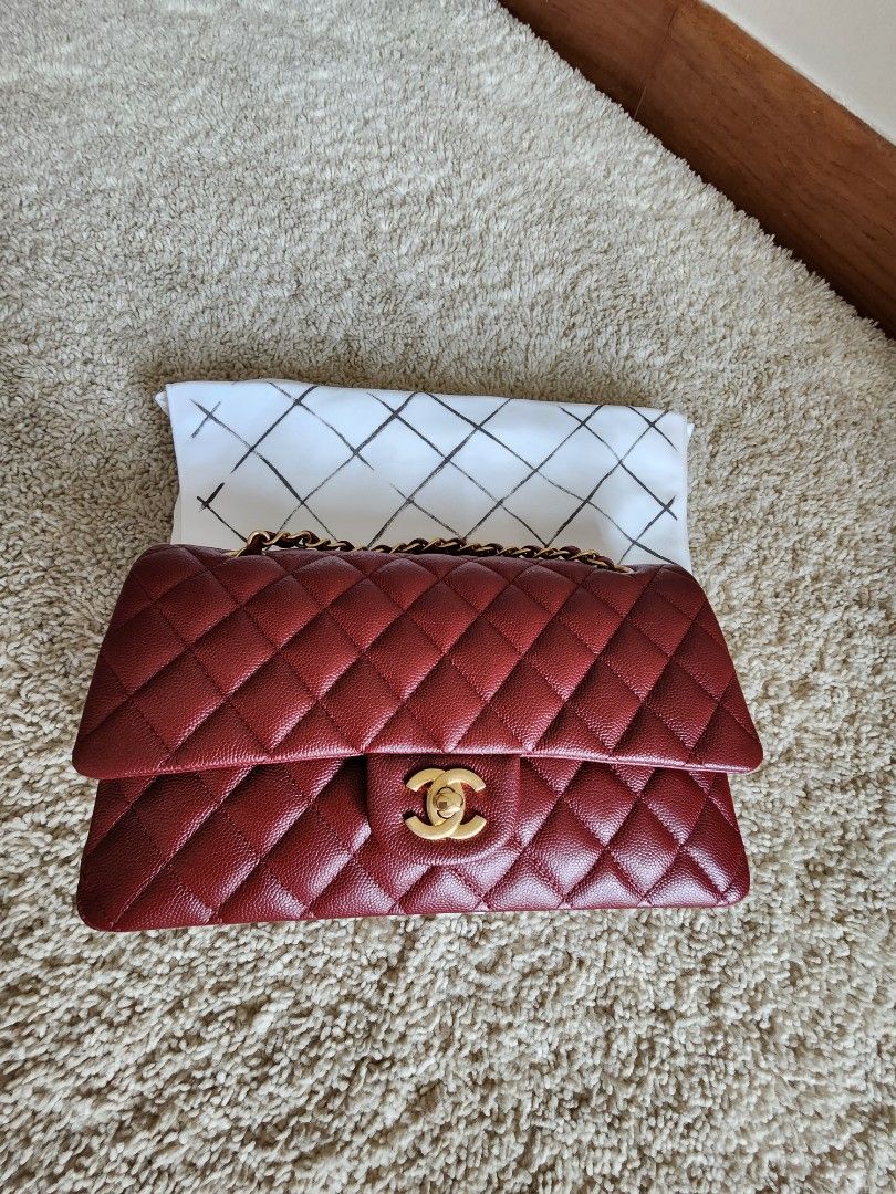 CHANEL Red Shiny Alligator Classic Mini Flap Bag with Silver Hardware