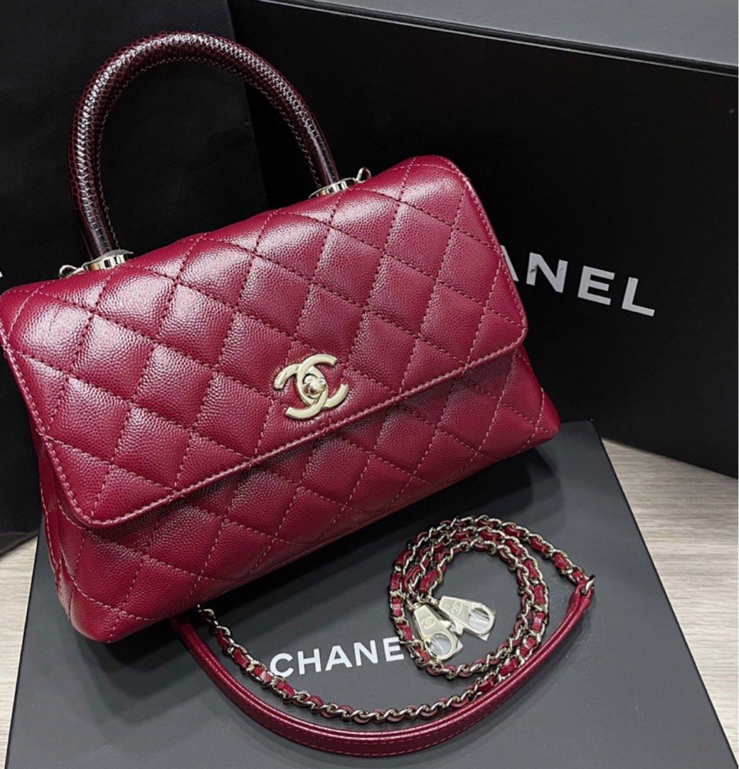 Chanel Coco Handle Small  Burgundy (Brand new), Luxury, Bags & Wallets  on Carousell