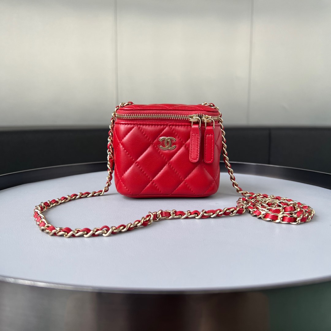 Chanel Mini Vanity Lambskin Red, Luxury, Bags & Wallets on Carousell