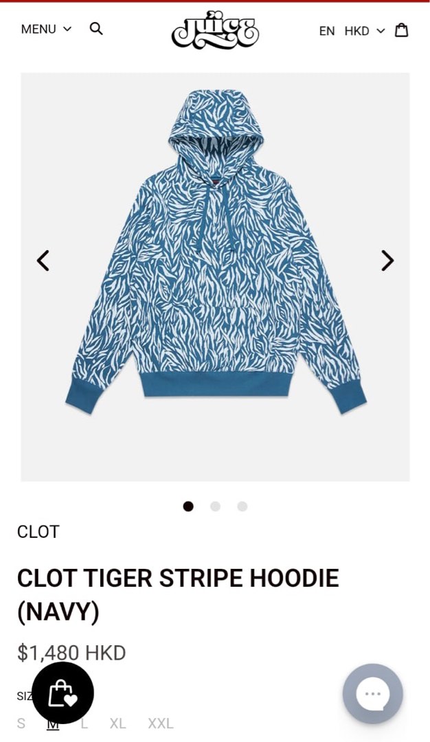 CLOT TIGER STRIPE HOODIE (NAVY)(原價$1480）, 男裝, 上身及套裝 ...