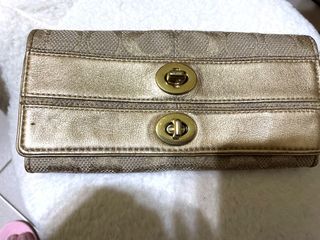 COACH金色長夾
