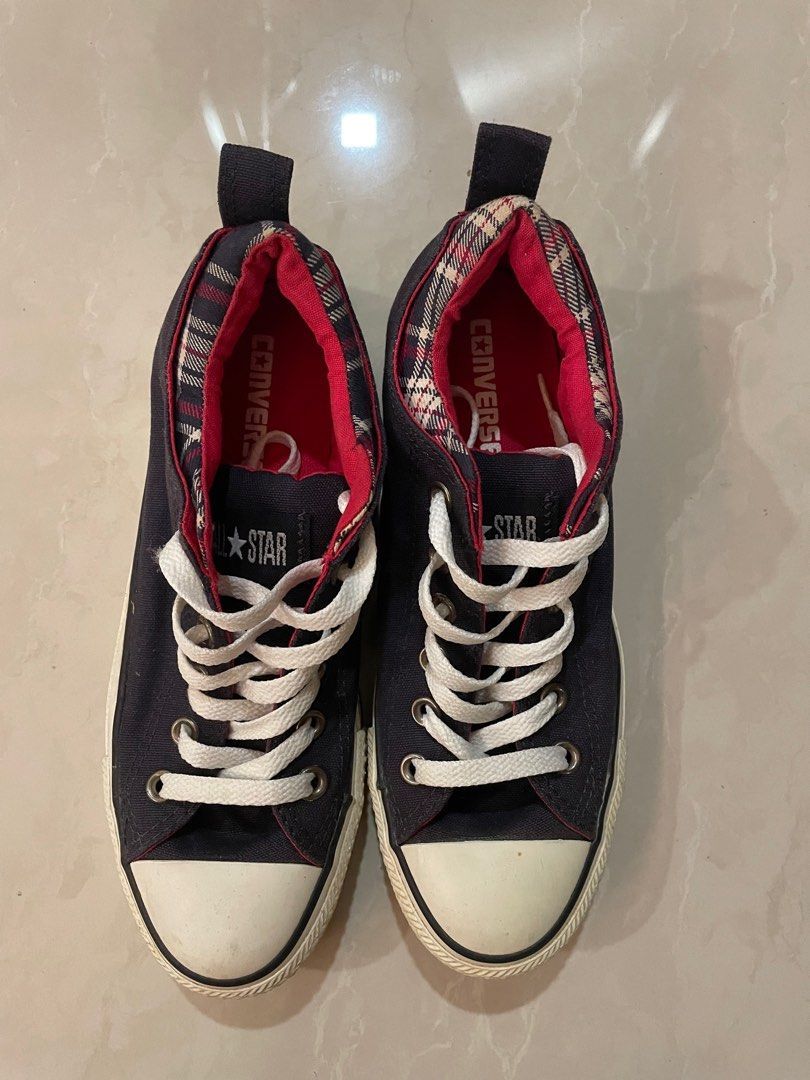 Red and hotsell black converse shoes