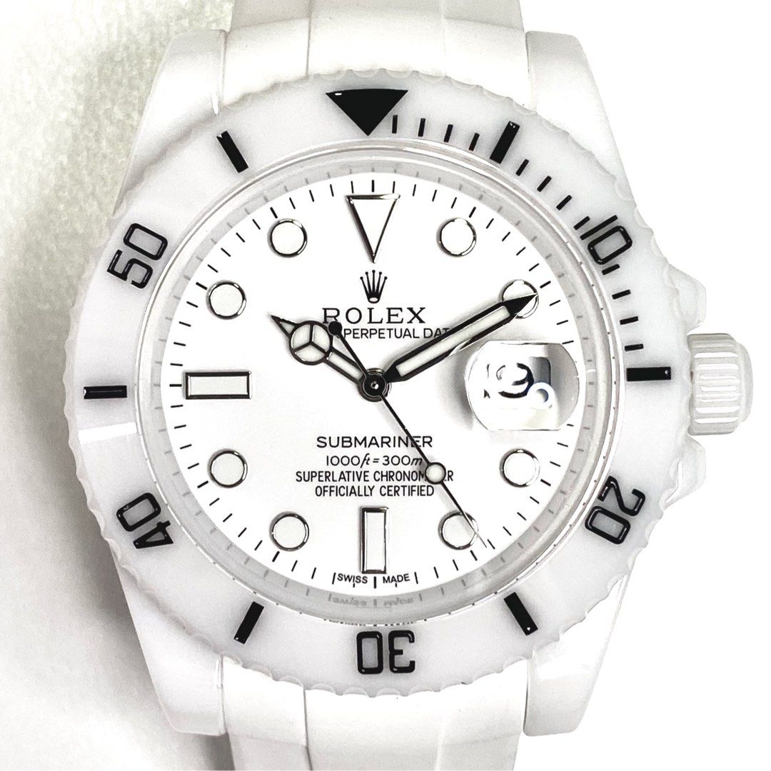 CUSTOM Rolex Submariner White Ceramic Ghost Luxury Watches on