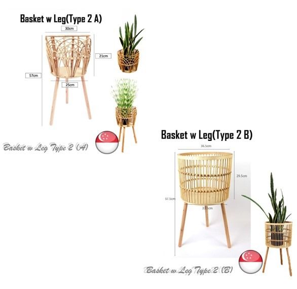 Elevated Tall Planter Rattan Plant Pot Flower Stand, Furniture & Home