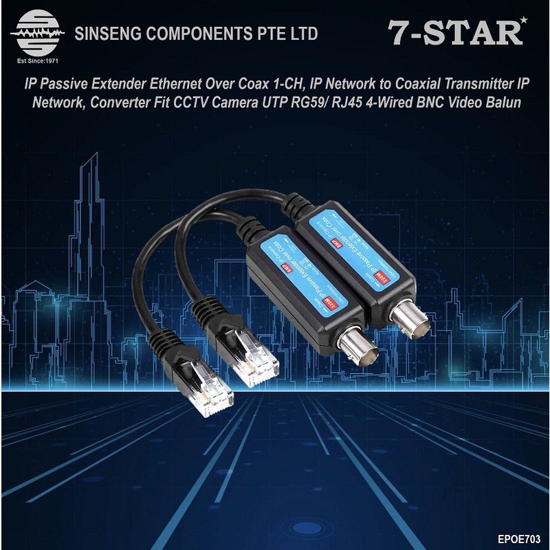 7STAR* UTP RJ45 Extender IP Camera Over RG59 Coaxial Cable