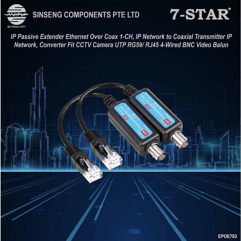 7STAR* UTP RJ45 Extender IP Camera Over RG59 Coaxial Cable