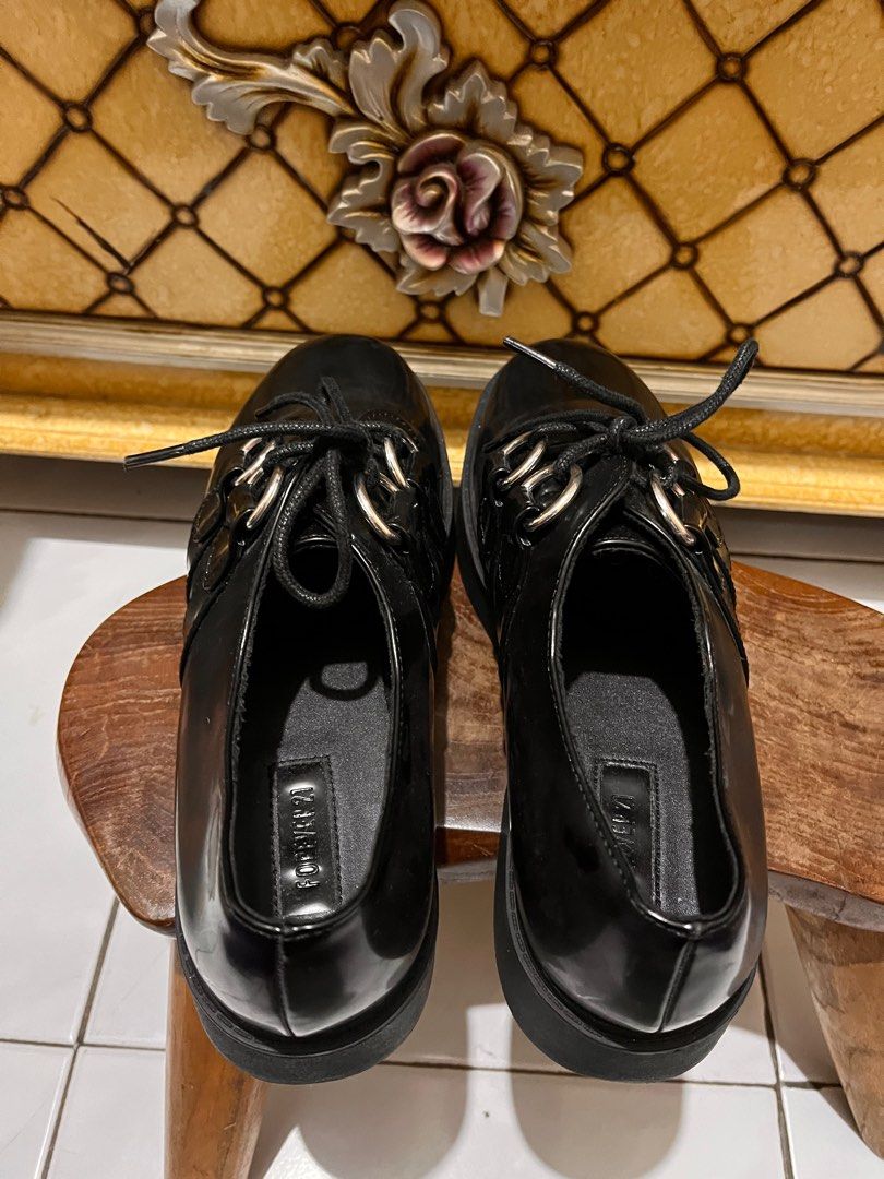Forever 21 OXFORD SHOES LOAFERS BLACK WOMAN 39 Fesyen Wanita