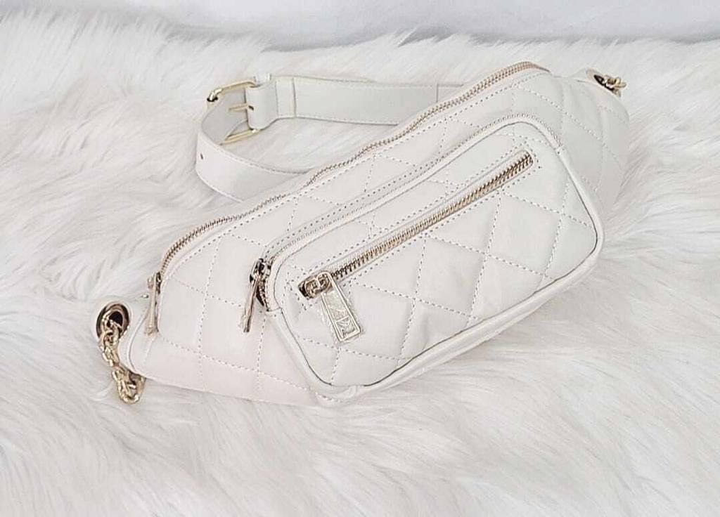 Full leather bum bag in white or black, Women's Fashion, Bags & Wallets