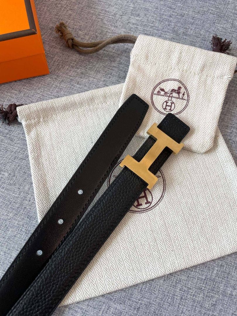 Hermes Glenan 25MM double sided belt black, Women's Fashion, Watches
