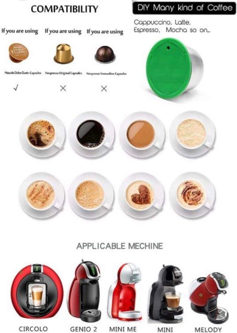 iCafilas 咖啡+奶泡膠囊兩個,適用於鋼製環保企鵝仔咖啡機(capsule for Dolce Gusto) 鋼製代用膠囊, 家庭電器 ...