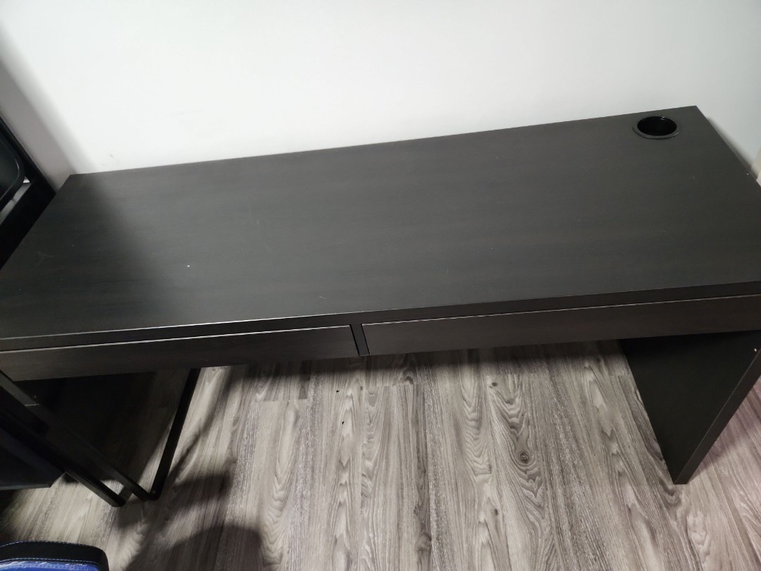 Ikea black table with 2 drawers, Furniture & Home Living, Furniture