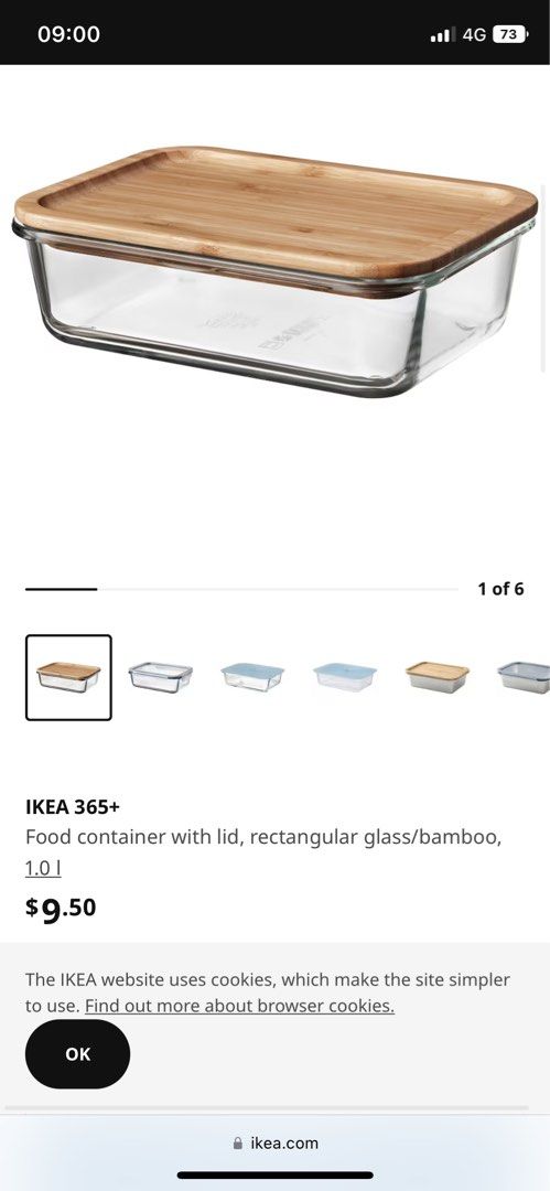 IKEA 365+ Food container with lid, rectangular glass/bamboo, 61 oz - IKEA