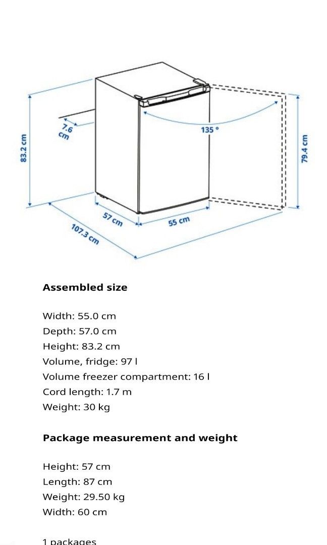 IKEA FRIDGE (LAGAN ), TV & Home Appliances, Kitchen Appliances
