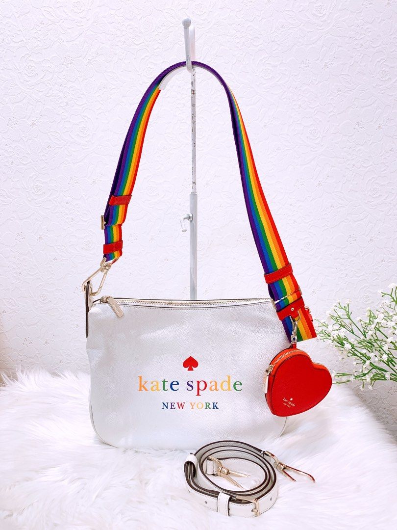 Kate Spade NWT Pride Rainbow White Leather Crossbody PurseBag 2 Dif Straps,  Luxury, Bags & Wallets on Carousell