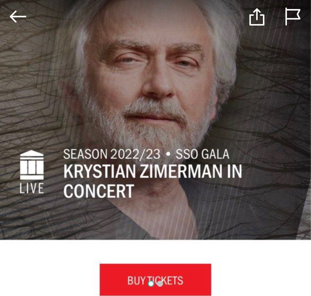 Krystian Zimerman concert SSO, Tickets & Vouchers, Event Tickets on