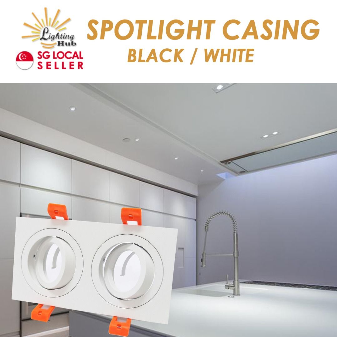 LED Recessed spotlight casing (Square) / FREE Gu10 holder / Black and ...