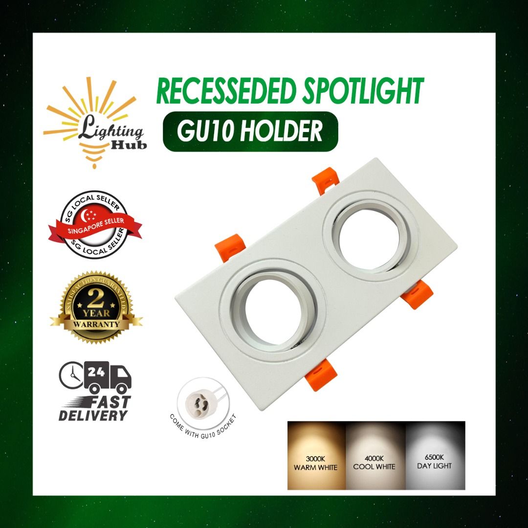 LED Recessed spotlight casing (Square/Double) / FREE Gu10 holder ...