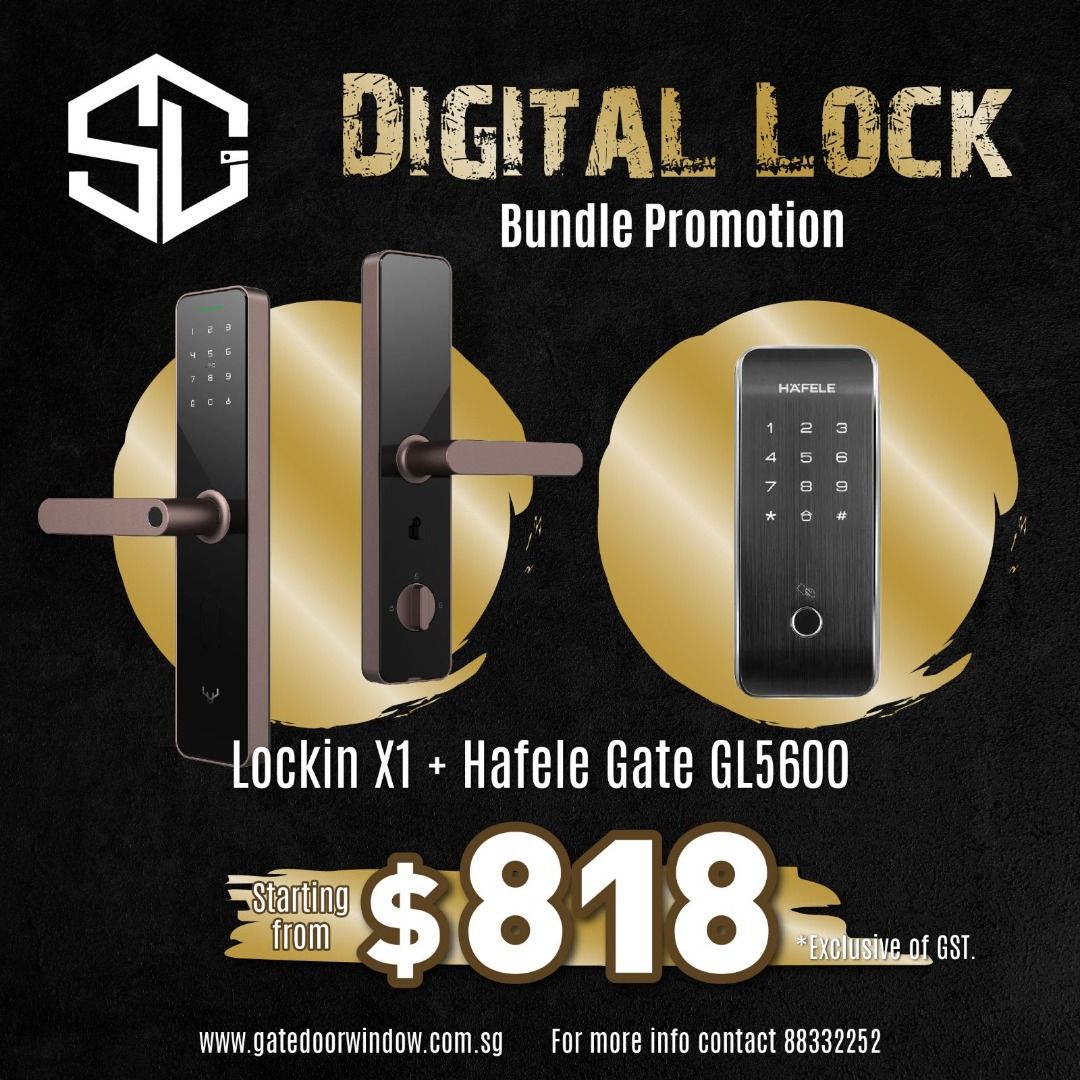 Lockin X1 Door Digital Lock + Hafele GL5600 Gate Digital Lock Bundle