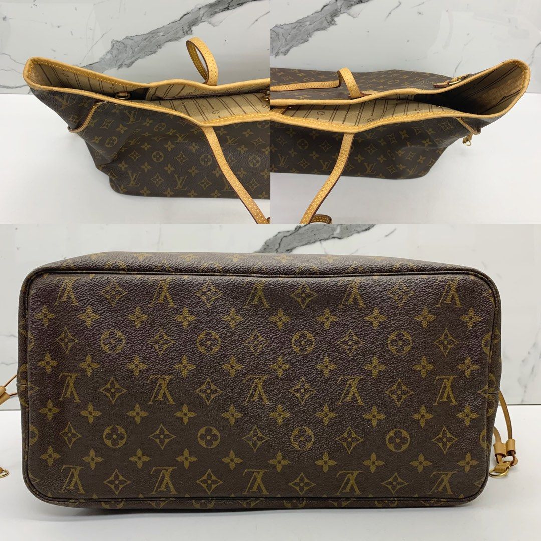 Louis Vuitton Neverfull GM (M40990) Monogram Beige Tote Bag with Bag and Box