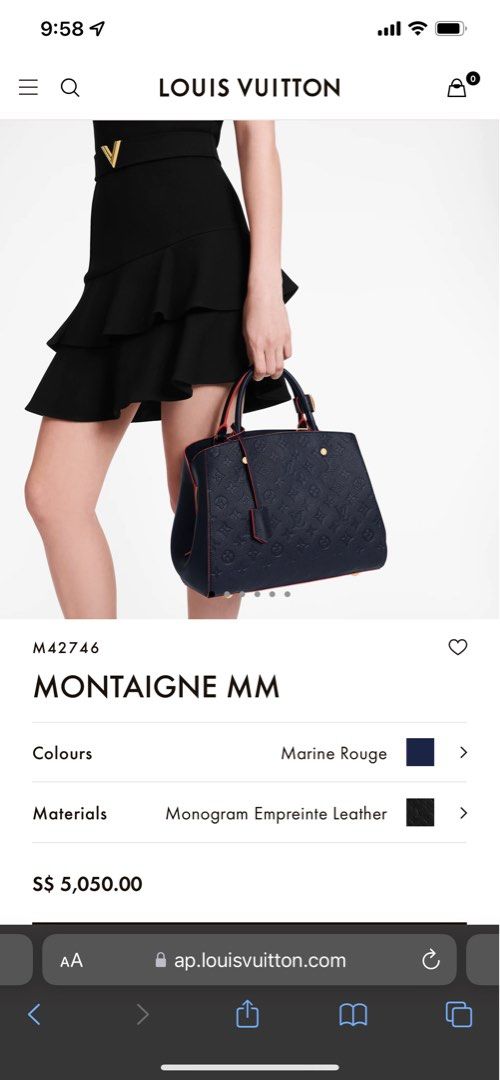 M42746 Louis Vuitton Monogram Empreinte Montaigne MM-Marine Rouge