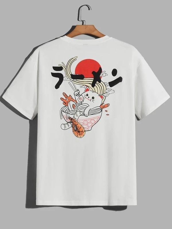 red and white graphic tee men