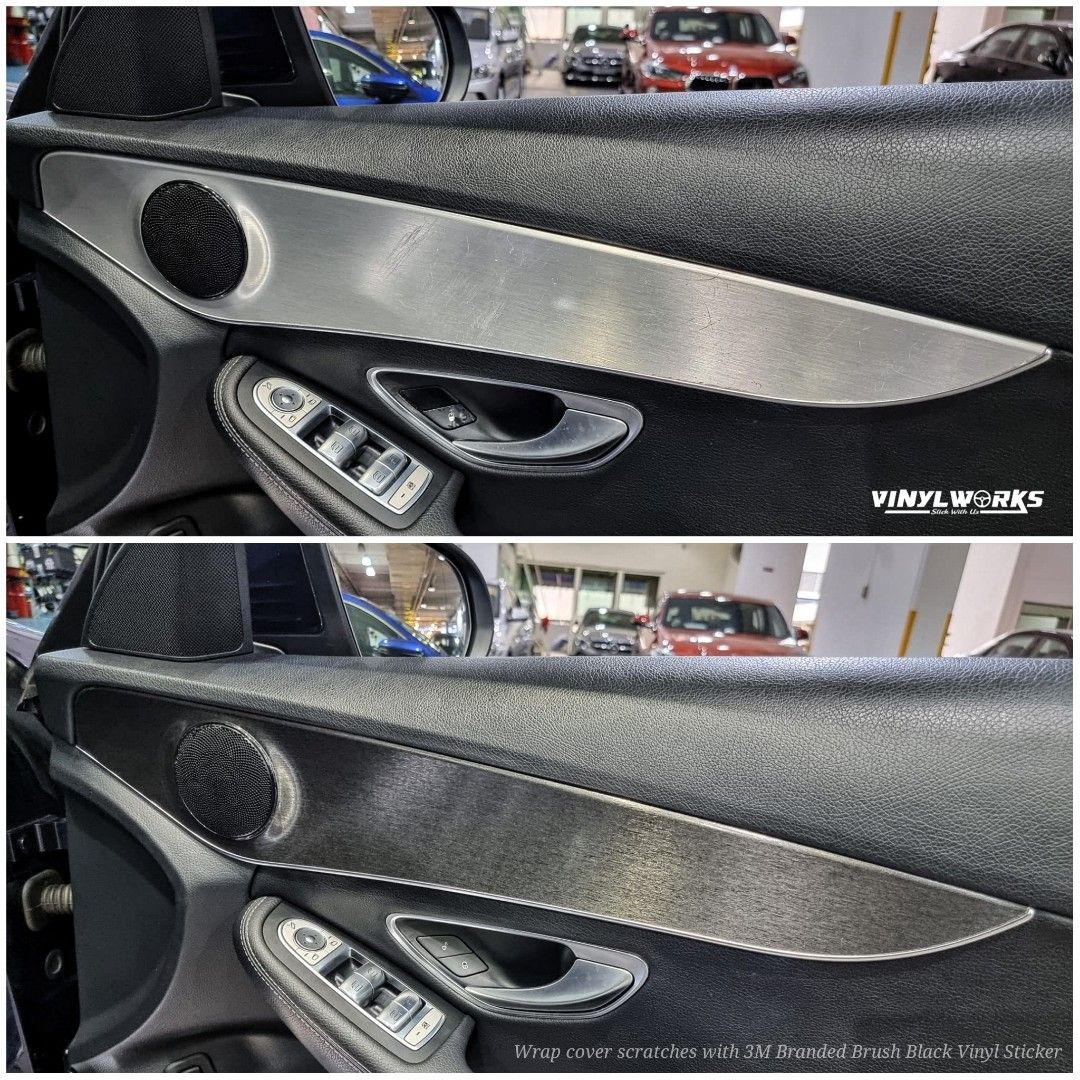 Mercedes Interior Door Panel Wrap Vinyl Sticker 3M Brand Brush Black