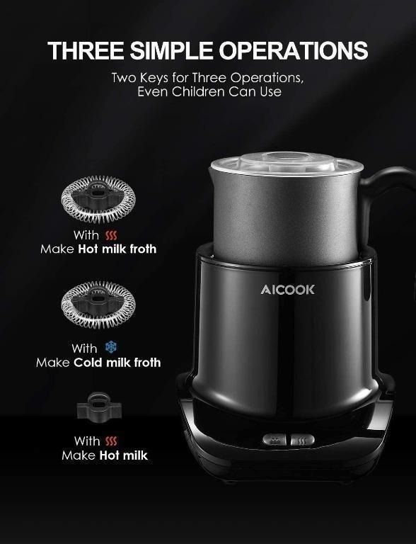Milk frother, Aicook Larger Capacity Milk Steamer Liquid Heater with