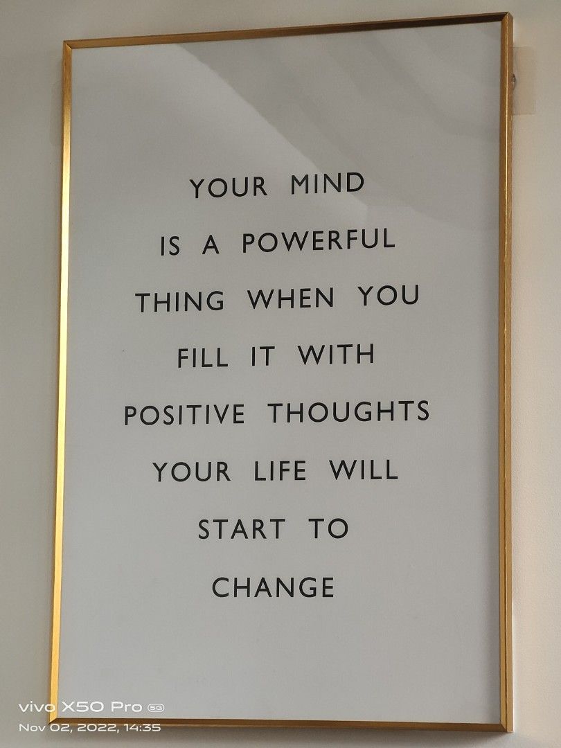 Motivational Quotes in Gold Frame, Furniture & Home Living, Home Decor