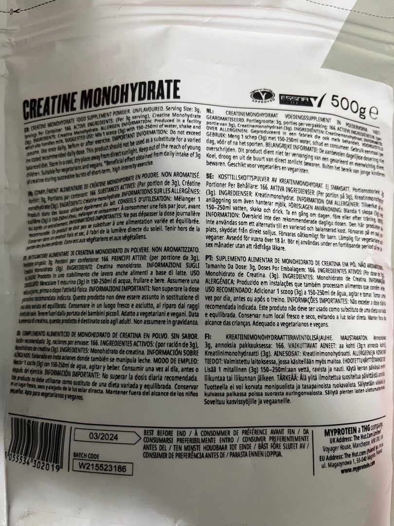 Free Protein Bar for Purchasing MyProtein Creatine Monohydrate (250g ...