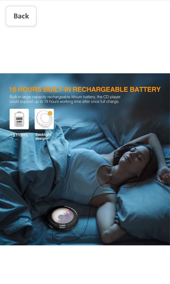 NAVISKAUTO Portable CD Player for Car with 2000mAh Rechargeable Battery