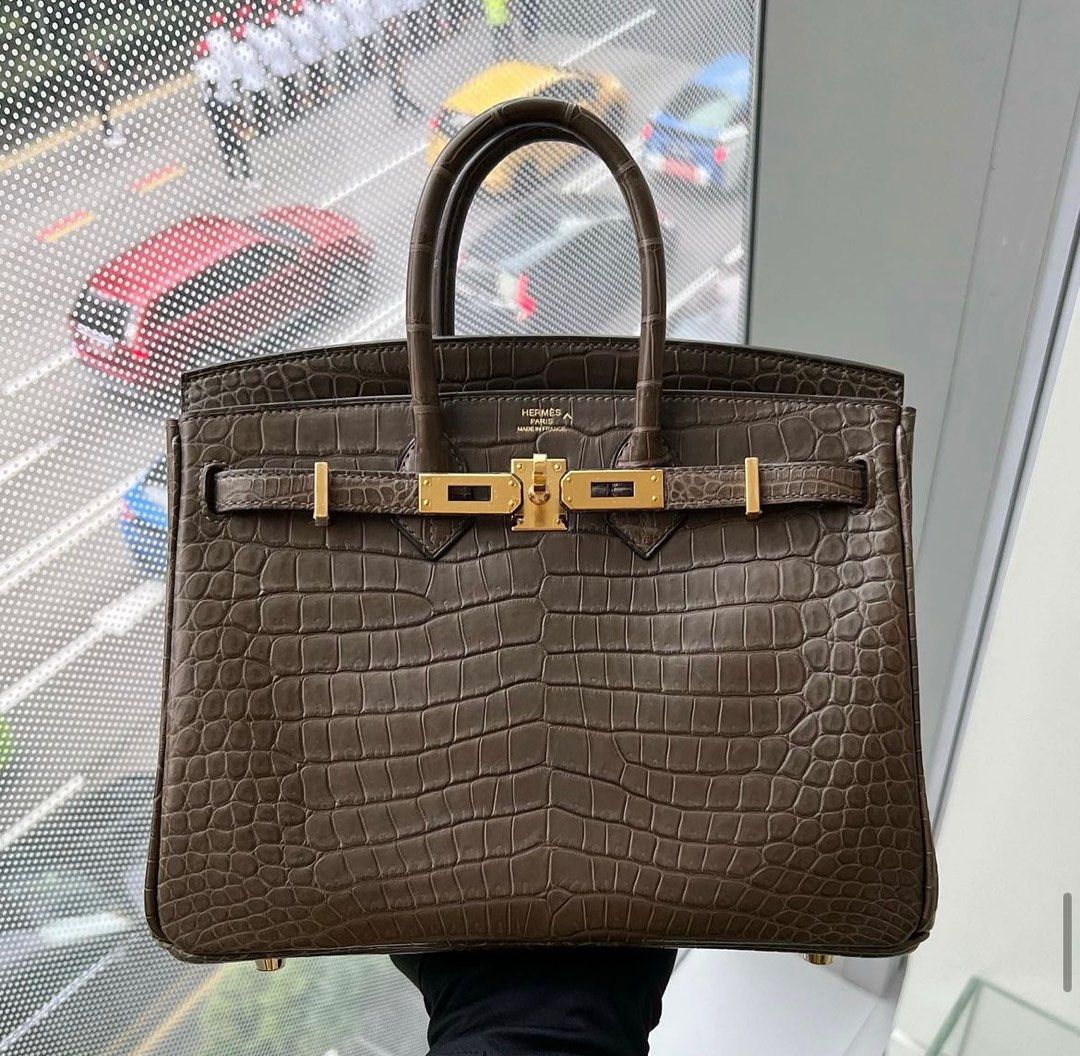 NEW Hermes Birkin 25 Gris Elephant Matte Porosus Ghw
