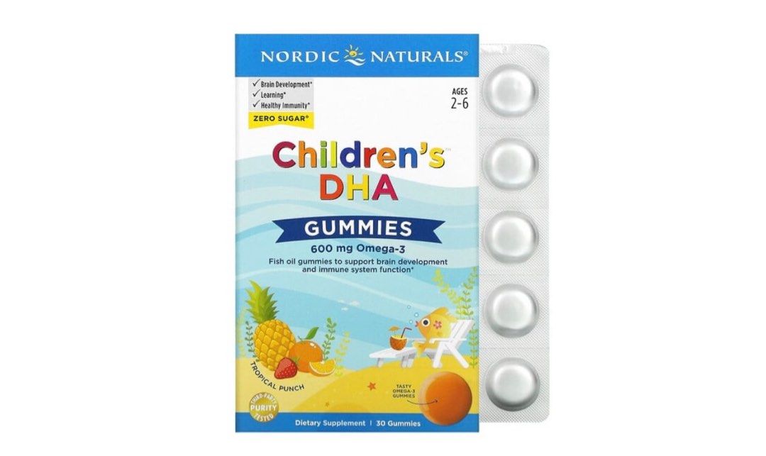 Nordic Naturals, Children's DHA Gummies, Ages 26, Tropical Punch, 600