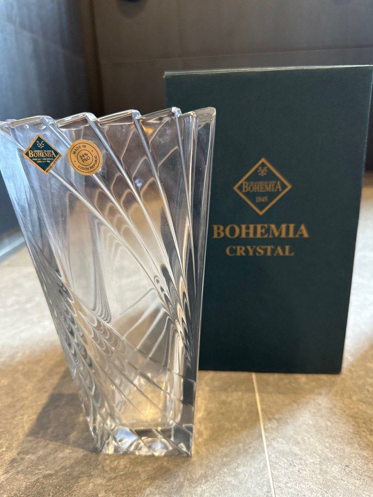 Original Unused Bohemia Crystal Vase 25cm, Furniture & Home Living