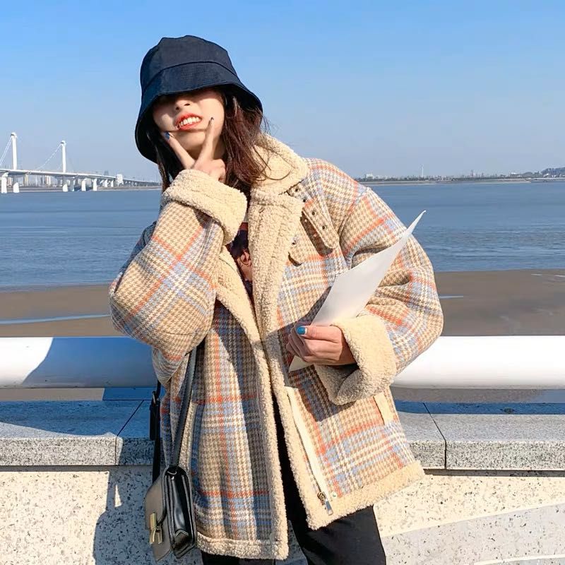 Checkered outerwear top